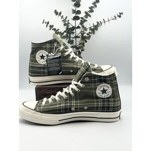 Converse Chuck 70 Shoes High Top Men's‎ 11.5 Green Plaid Canvas Sneakers A03915C